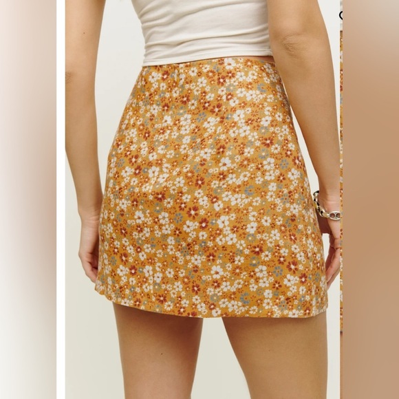 Reformation Taylor Linen Skirt Flora Junie Size 10 - Picture 3 of 15